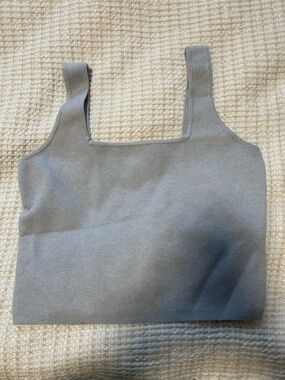 Abercrombie Square Neck Knit Crop Tank in Light Gray